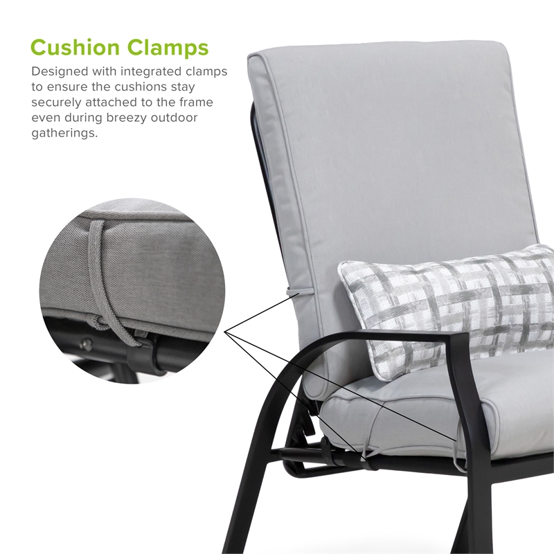Greemotion Palma 6-Piece Two-Tone Metal Outdoor Reclining Armchairs in Gray