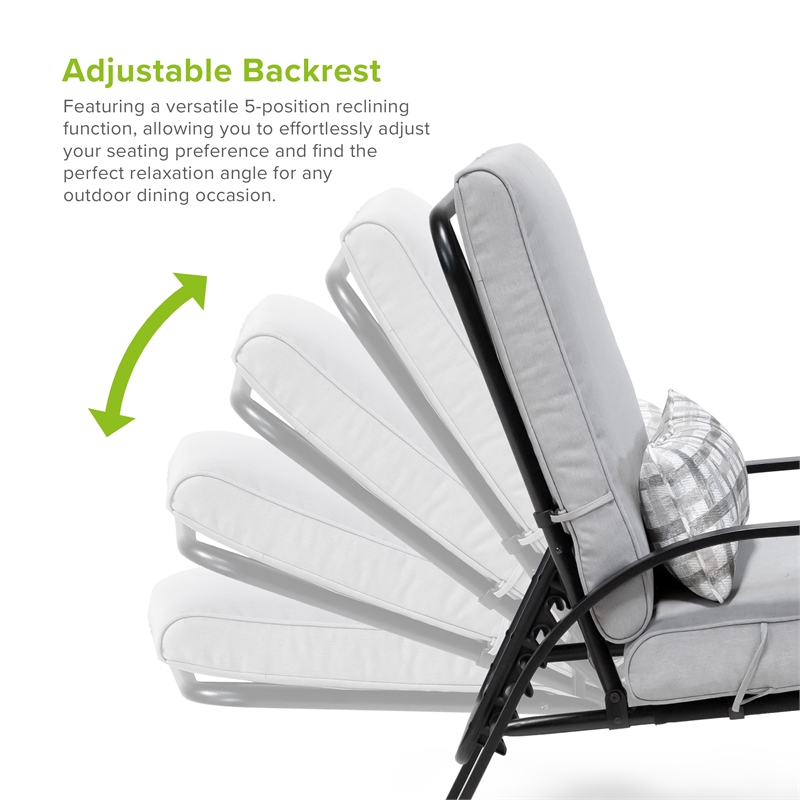 Greemotion Palma 6-Piece Two-Tone Metal Outdoor Reclining Armchairs in Gray