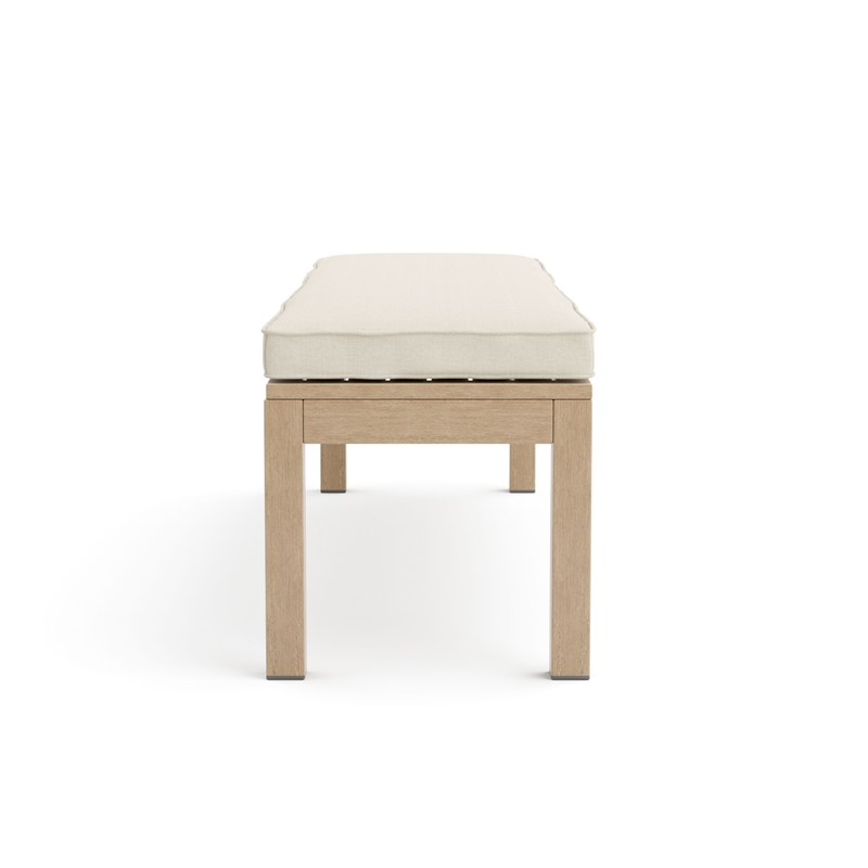 Greemotion Bordeaux Modern Outdoor Bench Wood Textured Metal Frame Natural