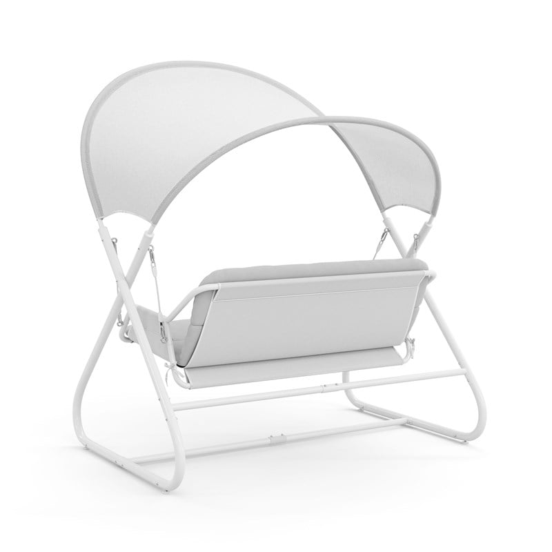 Greemotion Sandor Outdoor Metal Swing with Canopy Sun Shade in White