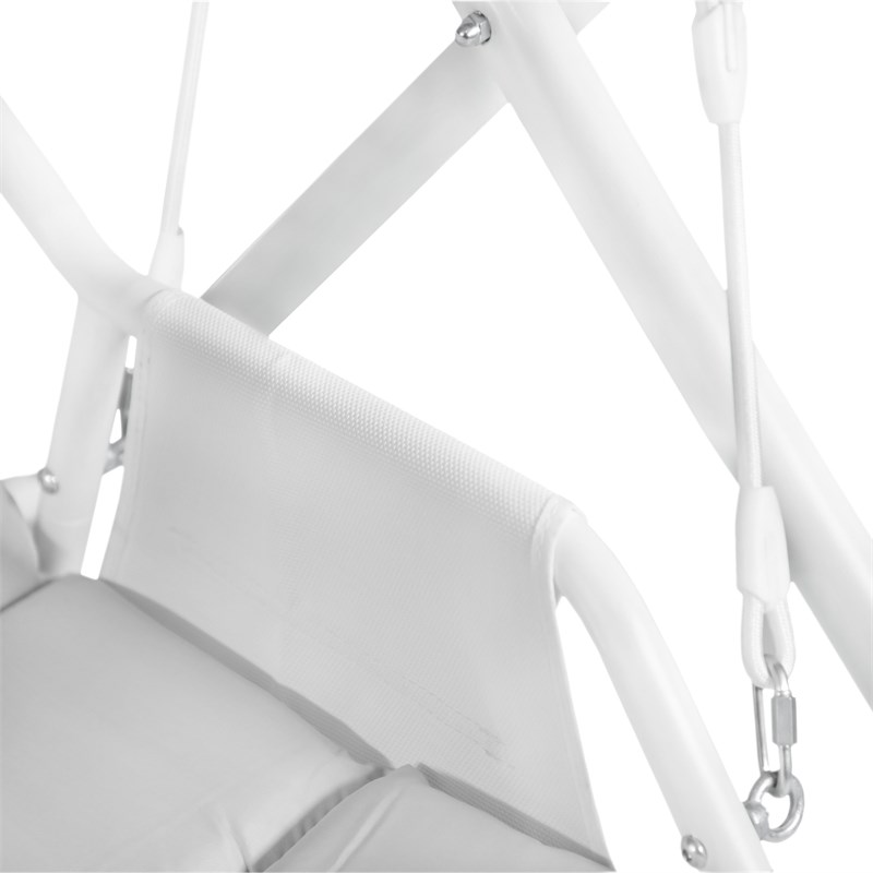 Greemotion Sandor Outdoor Metal Swing with Canopy Sun Shade in White