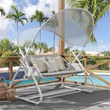 Greemotion Sandor Outdoor Metal Swing with Canopy Sun Shade in White
