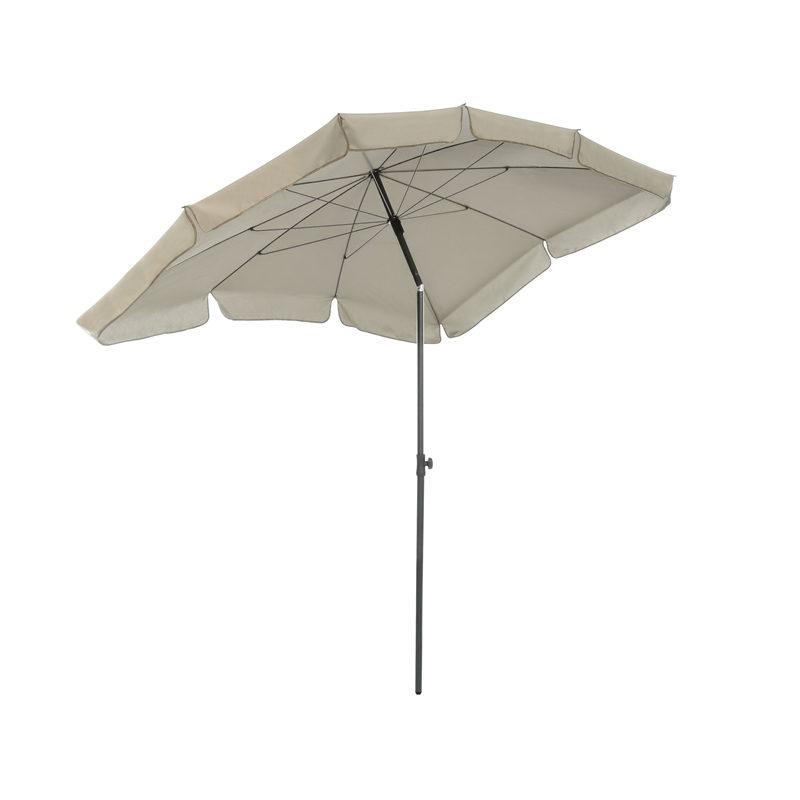 Greemotion Sleek 7.5' Adjustable Stainless Steel Beige Fabric Patio Umbrella