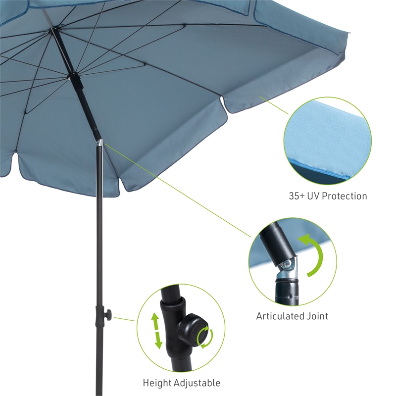 Greemotion Sleek 7.5' Adjustable Stainless Steel Beige Fabric Patio Umbrella