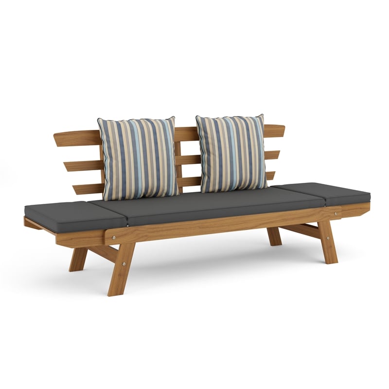 Greemotion Velden Certified Acacia Wood Outdoor Patio Convertible Daybed Natural