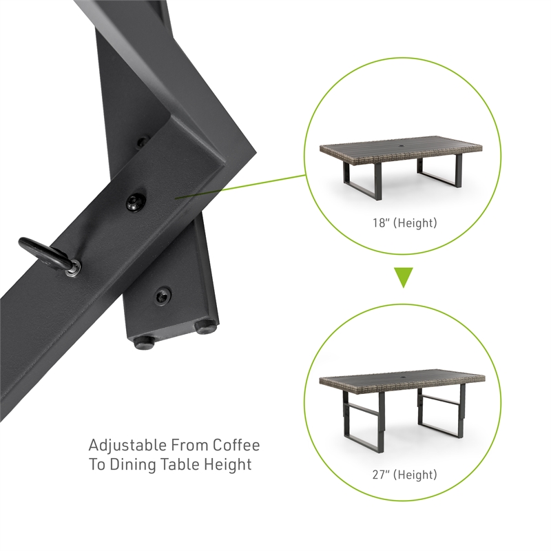 Greemotion Antigua Outdoor 6-Piece Wicker / Rattan Recliner Sofa Set in Gray