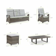 Greemotion Antigua Outdoor 6-Piece Wicker / Rattan Recliner Sofa Set in Gray