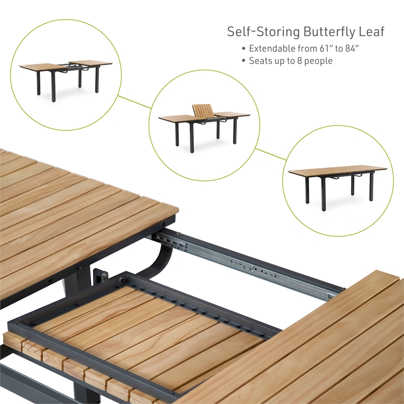 Greemotion Garda 7-Piece Outdoor Wood Patio Dining Set in Natural Finish