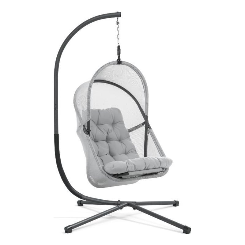 Greemotion 2-Piece Outdoor Foldable Mesh Fabric & Metal Swing Set in Light Gray