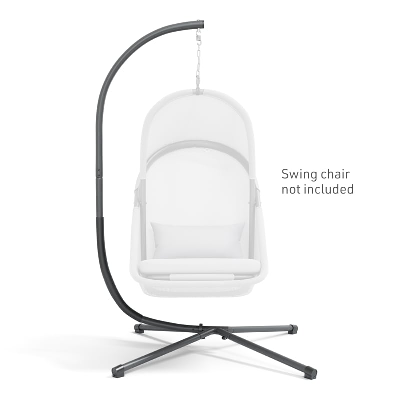 Greemotion 2-Piece Outdoor Foldable Mesh Fabric & Metal Swing Set in Dark Gray