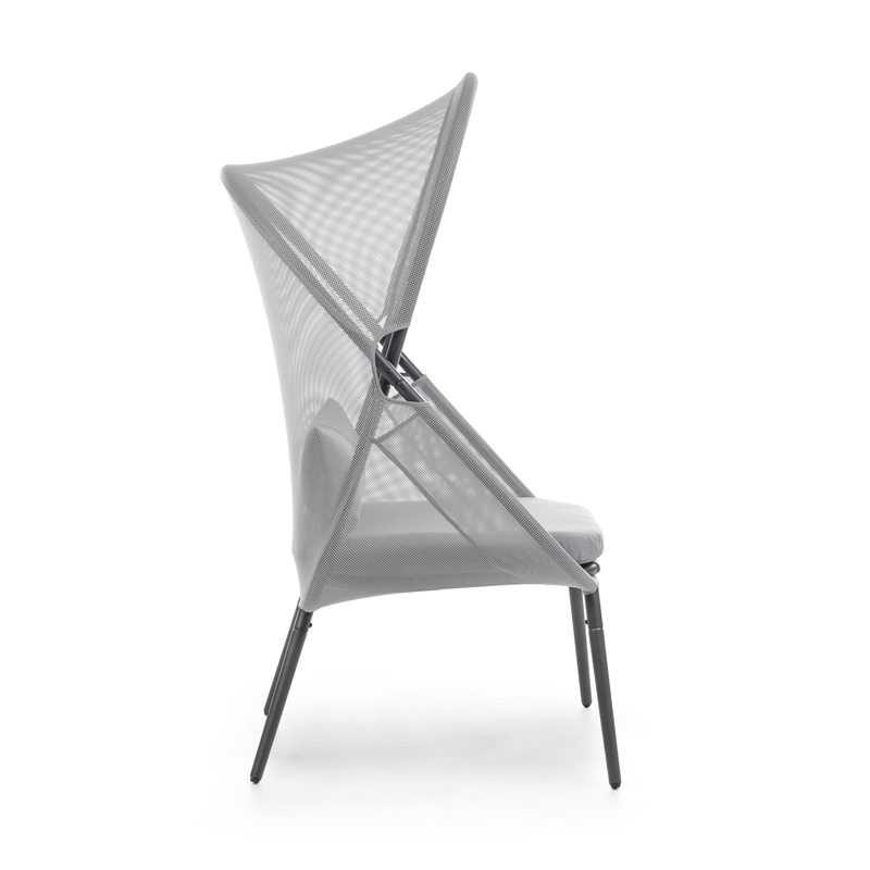Greemotion Alverta Foldable Outdoor Fabric Mesh Chair in Light Gray (Set of 2)