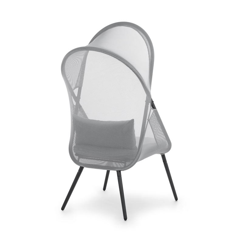 Greemotion Alverta Foldable Outdoor Fabric Mesh Chair in Light Gray (Set of 2)