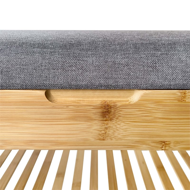 Greemotion Leipzig Padded Bamboo Shoe Storage Bench in Natural