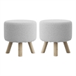 Greemotion Essen White Fabric Upholstered Round Footstools (Set of 2)
