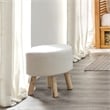 Greemotion Essen White Fabric Upholstered Round Footstools (Set of 2)