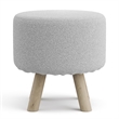 Greemotion Essen White Fabric Upholstered Round Footstools (Set of 2)