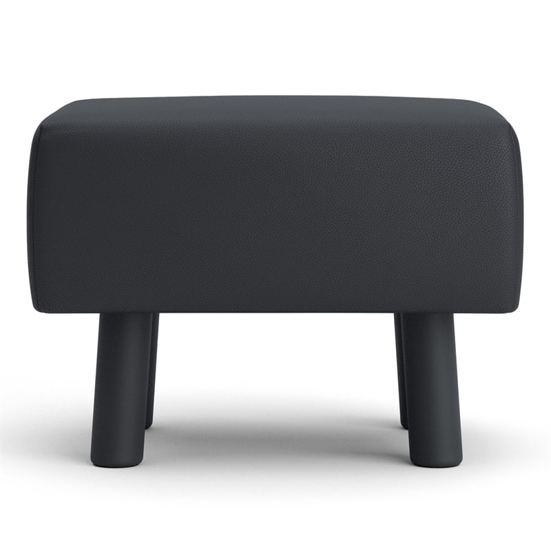 Greemotion Lubeck Black Faux Leather Upholstered Footstools (Set of 2)
