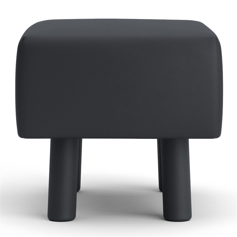 Greemotion Lubeck Black Faux Leather Upholstered Footstools (Set of 2)