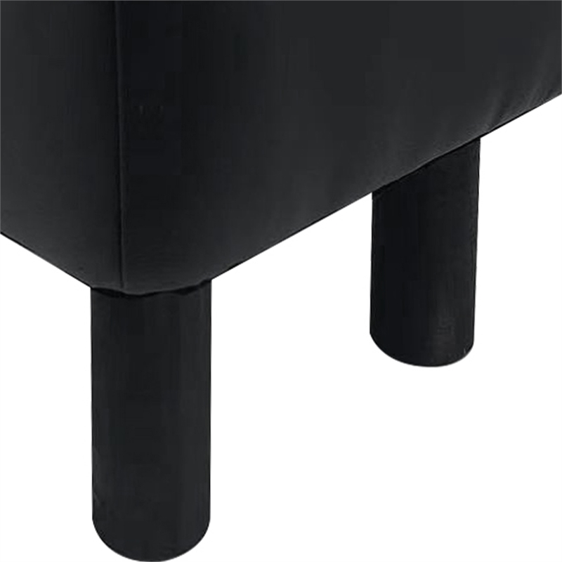 Greemotion Lubeck Black Faux Leather Upholstered Footstools (Set of 2)