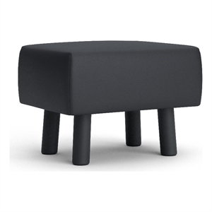 Greemotion Lubeck Black Faux Leather Upholstered Footstools (Set of 2)