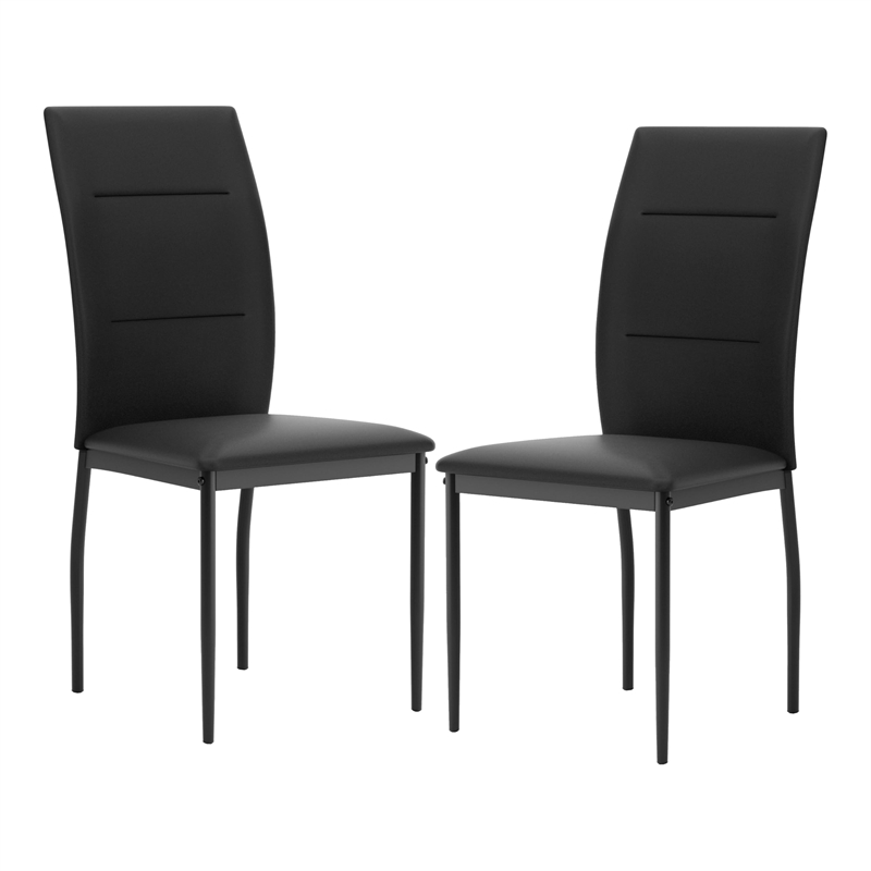 Greemotion Alsfeld Black Faux Leather Side Chairs in Black (Set of 2)