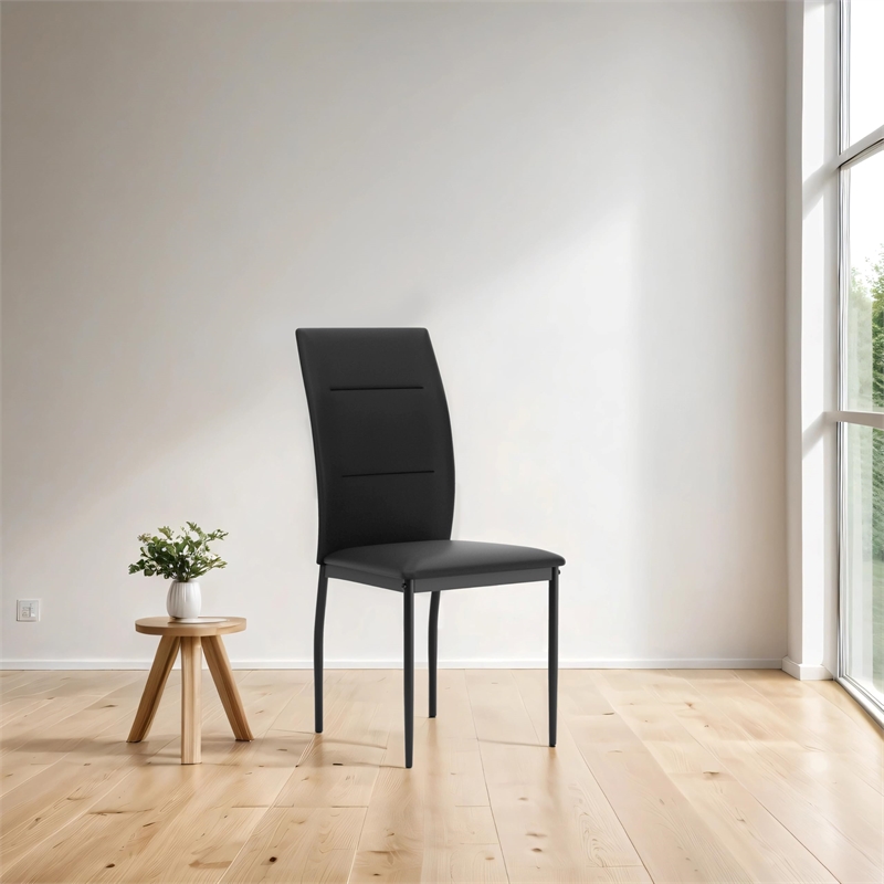 Greemotion Alsfeld Black Faux Leather Side Chairs in Black (Set of 2)