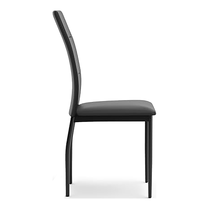 Greemotion Alsfeld Black Faux Leather Side Chairs in Black (Set of 2)