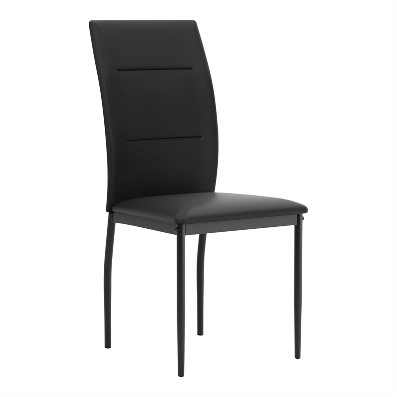 Greemotion Alsfeld Black Faux Leather Side Chairs in Black (Set of 2)