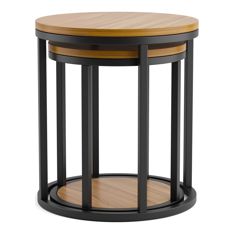 Greemotion Barth Wood Round 2-Piece Nesting Tables in Natural