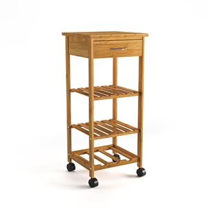 Greemotion Dahn Bamboo 3-Shelf Kitchen Cart with Drawer in Natural
