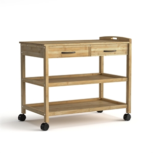 Greemotion Dohna Bamboo 2-Shelf Kitchen Cart with 2-Drawer in Natural
