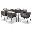 Zavian Metal 7-Piece Outdoor Dining Table Set in Light Gray