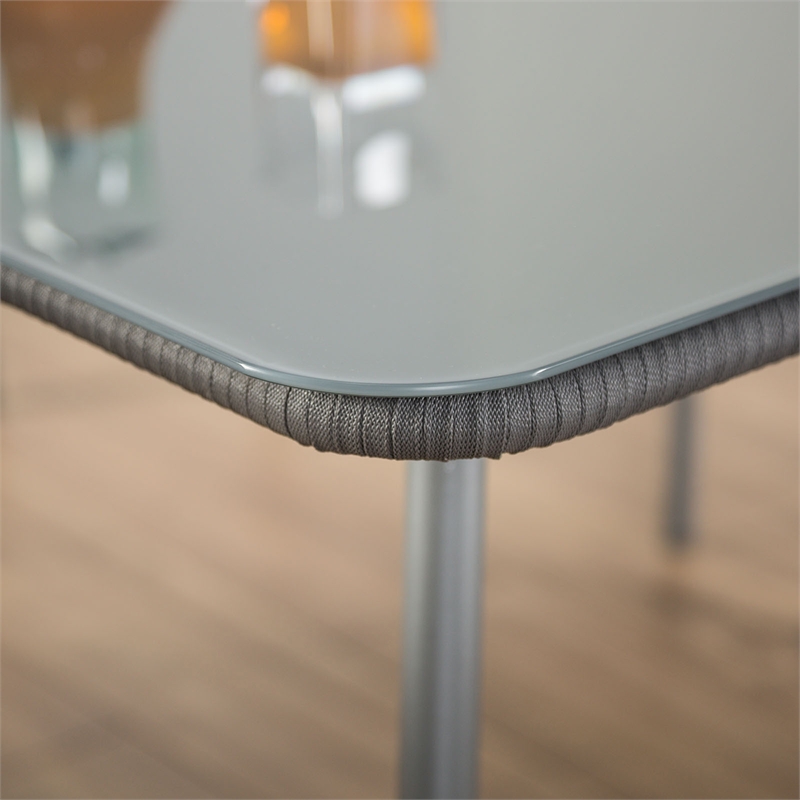 Zavian Metal 7-Piece Outdoor Dining Table Set in Light Gray