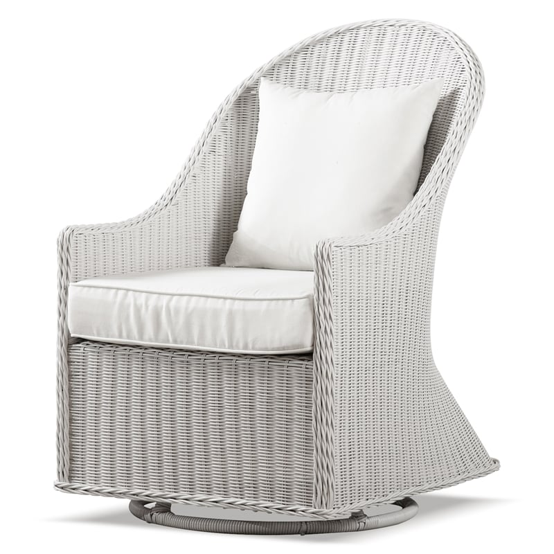 Orin Metal and Swivel Outdoor Wicker Chair in White