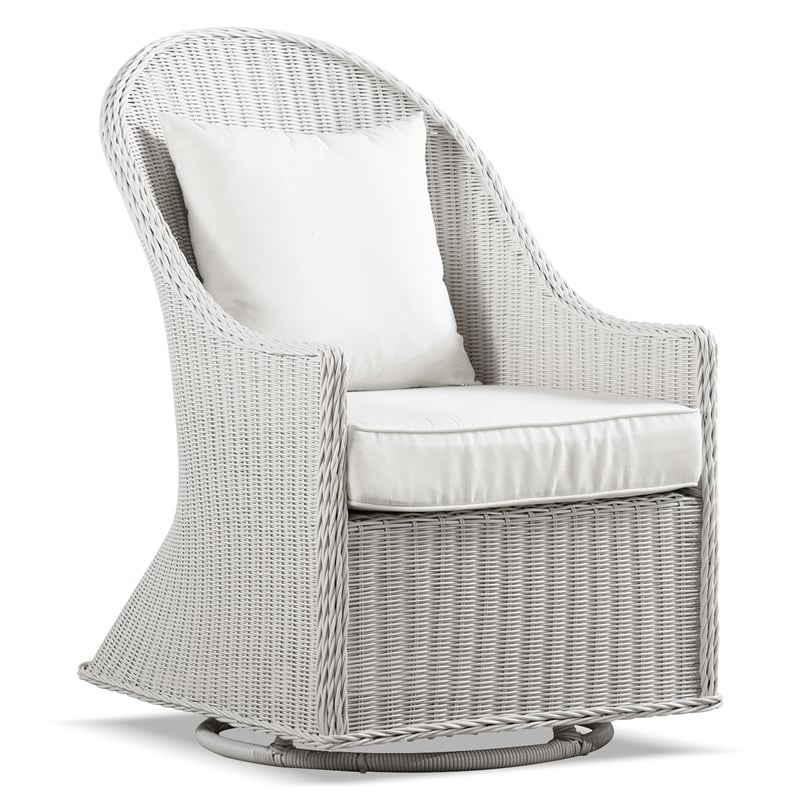 Orin Metal and Swivel Outdoor Wicker Chair in White