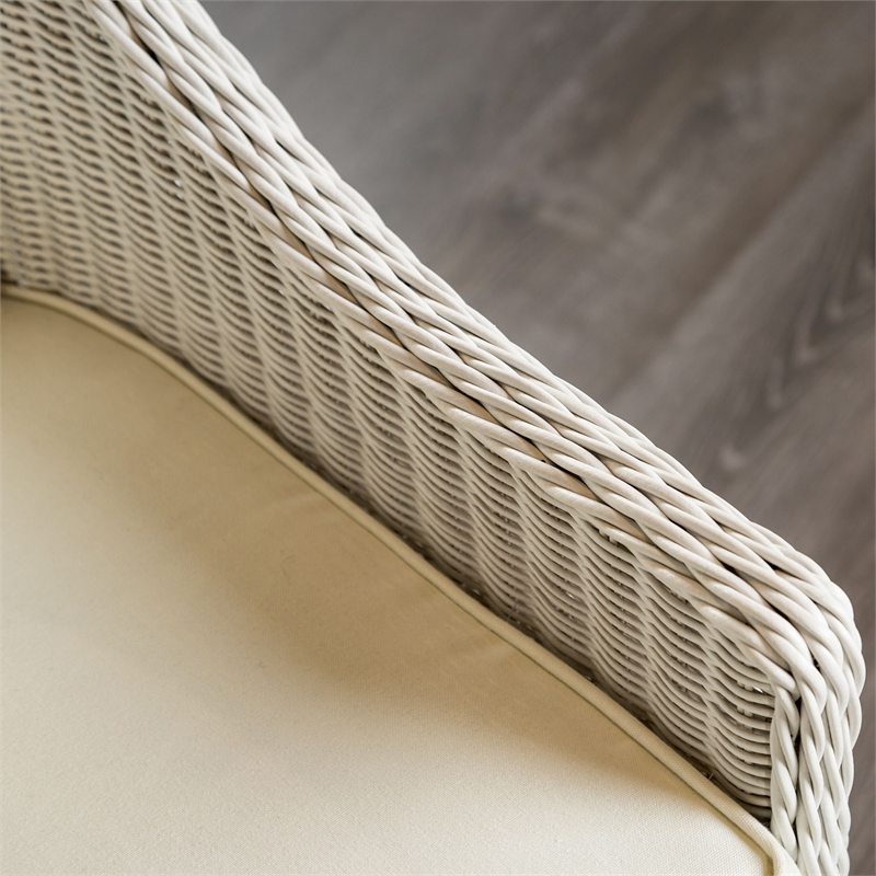 Orin Metal and Swivel Outdoor Wicker Chair in White