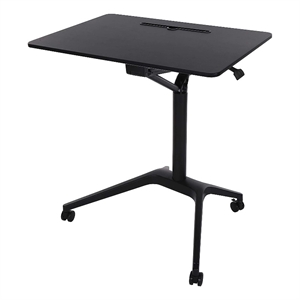 ApexDesk 28&quot Metal and Wood Mobile Pneumatic Laptop Rolling Desk in Black