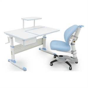 apexdesk dx series children's height adjustable chair with study desk in blue