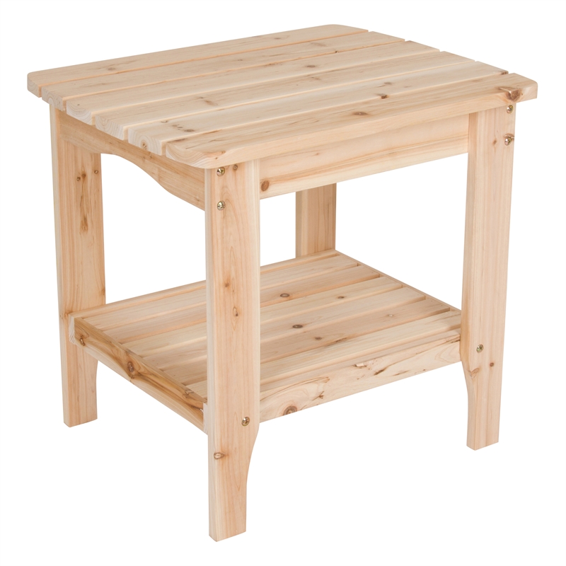 Shine Company Rectangular Wood End Table Indoor/Outdoor Side Table in Beige