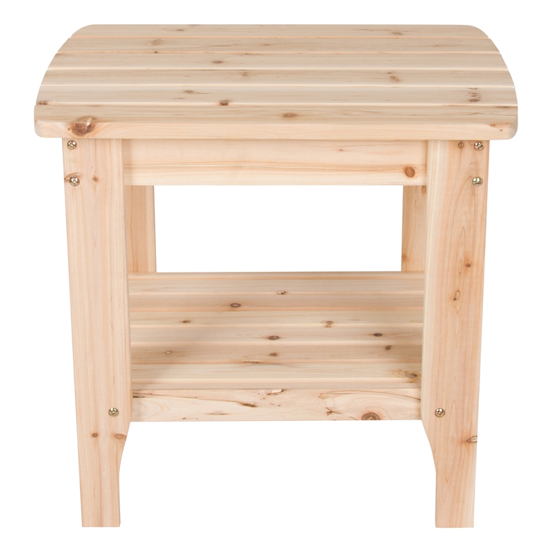 Shine Company Rectangular Wood End Table Indoor/Outdoor Side Table in Beige