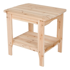 Shine Company Rectangular Wood End Table Indoor/Outdoor Side Table in Beige