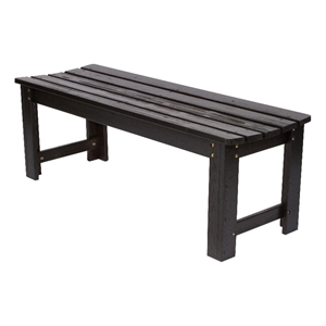 Shine Company 48&quot Cedar Wood Backless Patio Porch Garden Bench in Black