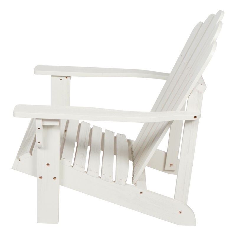 Shine Company Traditional Cedar Wood Patio Porch Adirondack Chair in White