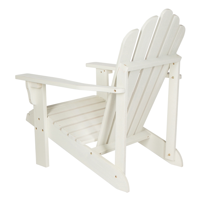 Shine Company Traditional Cedar Wood Patio Porch Adirondack Chair in White