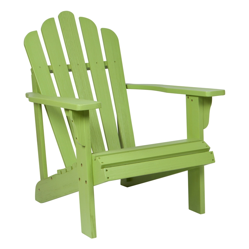 Shine Company Traditional Cedar Wood Patio Porch Adirondack Chair in Green