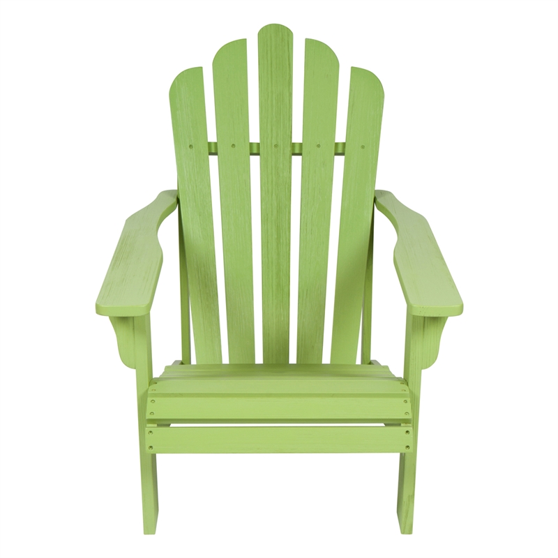 Shine Company Traditional Cedar Wood Patio Porch Adirondack Chair in Green