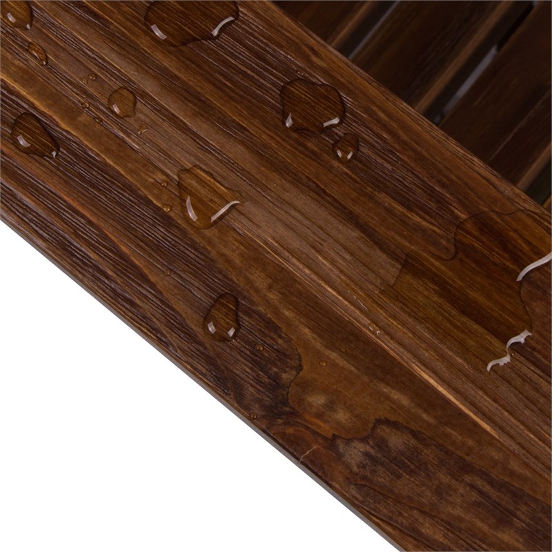 Shine Company Traditional Cedar Wood Patio Porch Adirondack Chair in Brown