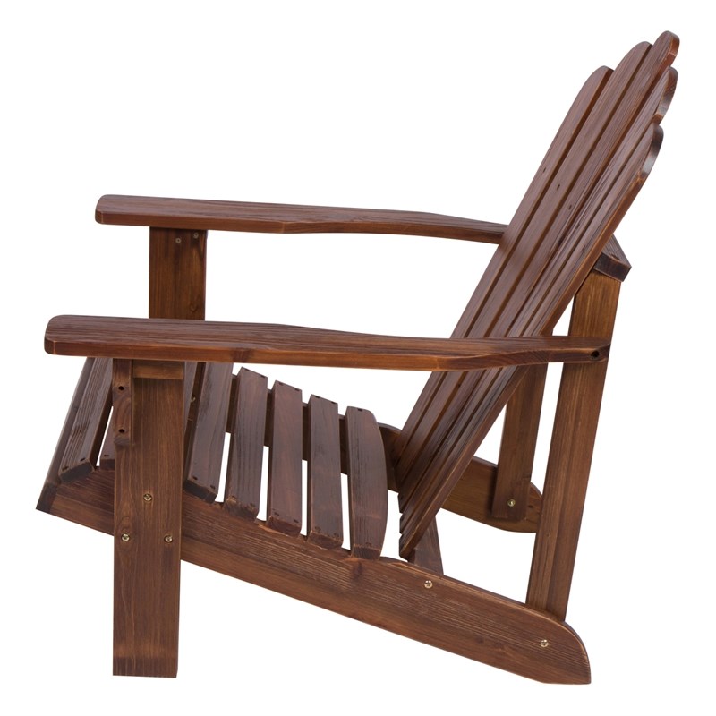 Shine Company Traditional Cedar Wood Patio Porch Adirondack Chair in Brown