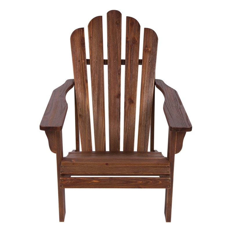 Shine Company Traditional Cedar Wood Patio Porch Adirondack Chair in Brown