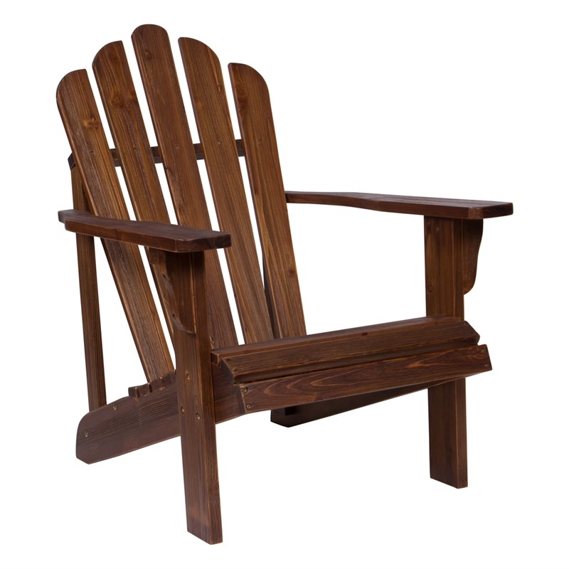 Shine Company Traditional Cedar Wood Patio Porch Adirondack Chair in Brown